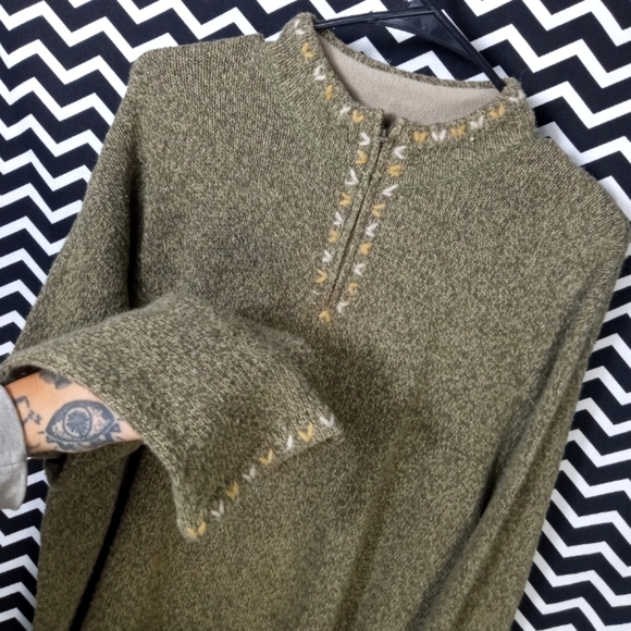 WOOLRICH sweater quarter Zip trim pattern soft wool women's plus XXL - B4 - Picture 1 of 5